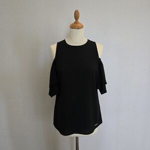 Michael Kors Elegant Black Cold Shoulder Top